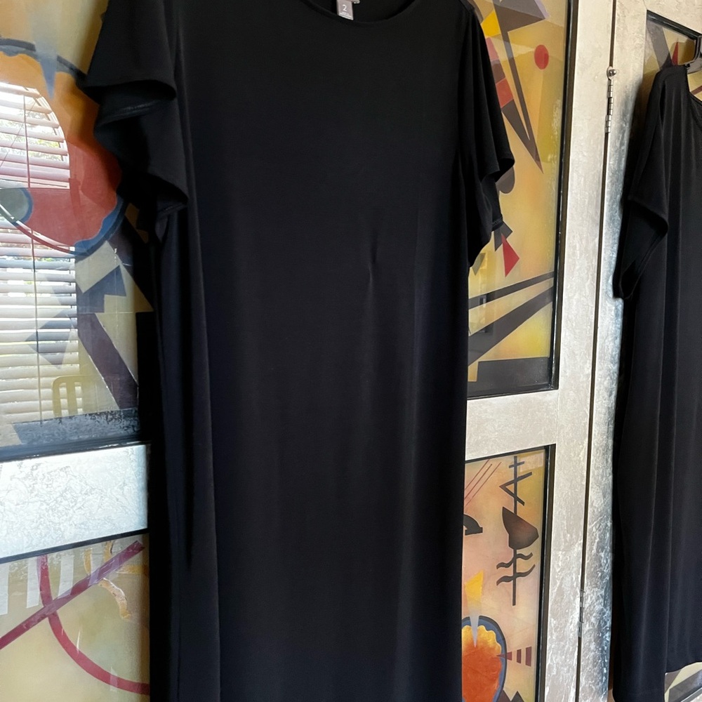 Chico's Black dress, ruffle sleeve